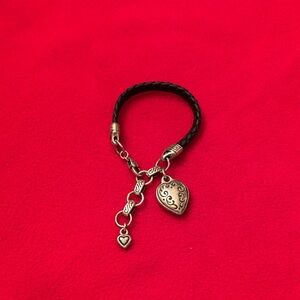 Brighton Black and Gold Heart Charm Bracelet